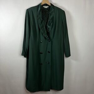 Vintage Gaccina Jacket Women Size 16 Forest Green Single Breasted Blazer Long